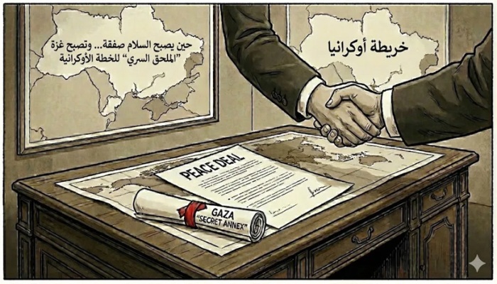 زاوية حادة المقال الاسبوعي: حين يصبح السلام صفقة.. وتصبح غزة “الملحق السري” للخطة الأوكرانية!.