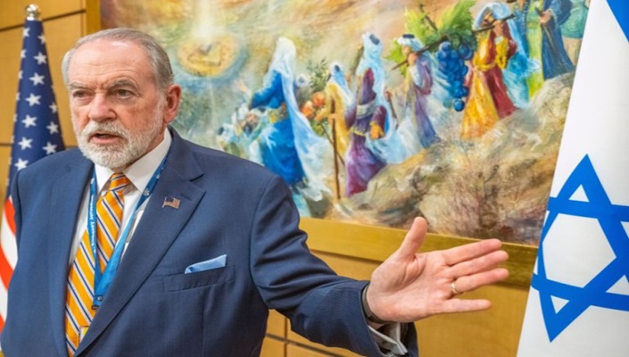 Mike Huckabee speaks at the U.S. Embassy in Jerusalem (Shutterstock)