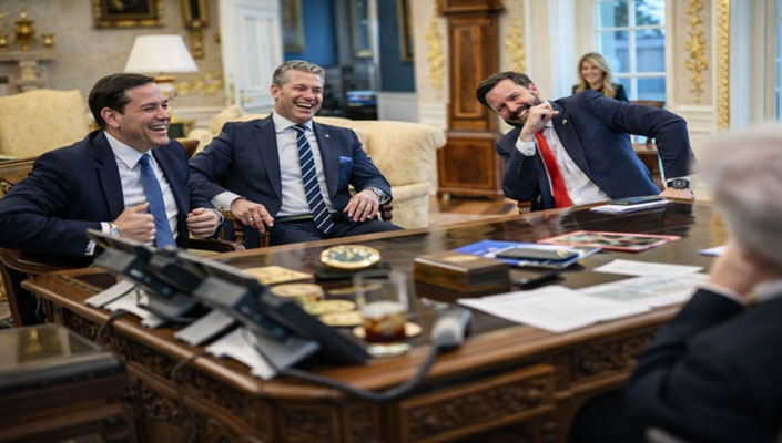 From left: Secretary of State Marco Rubio, Secretary of Defense Pete Hegthith, and U.S. Vice President J.D. Vance - November 2025 (U.S. Press)