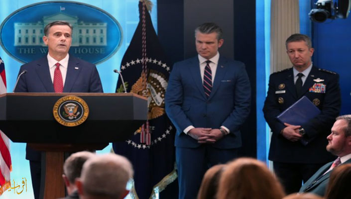 CIA Director John Ratcliffe speaks to reporters April 6 in the presence of Defense Secretary Pete Hegseth and Chairman of the Joint Chiefs of Staff Gen. Dan Kean (Associated Press)