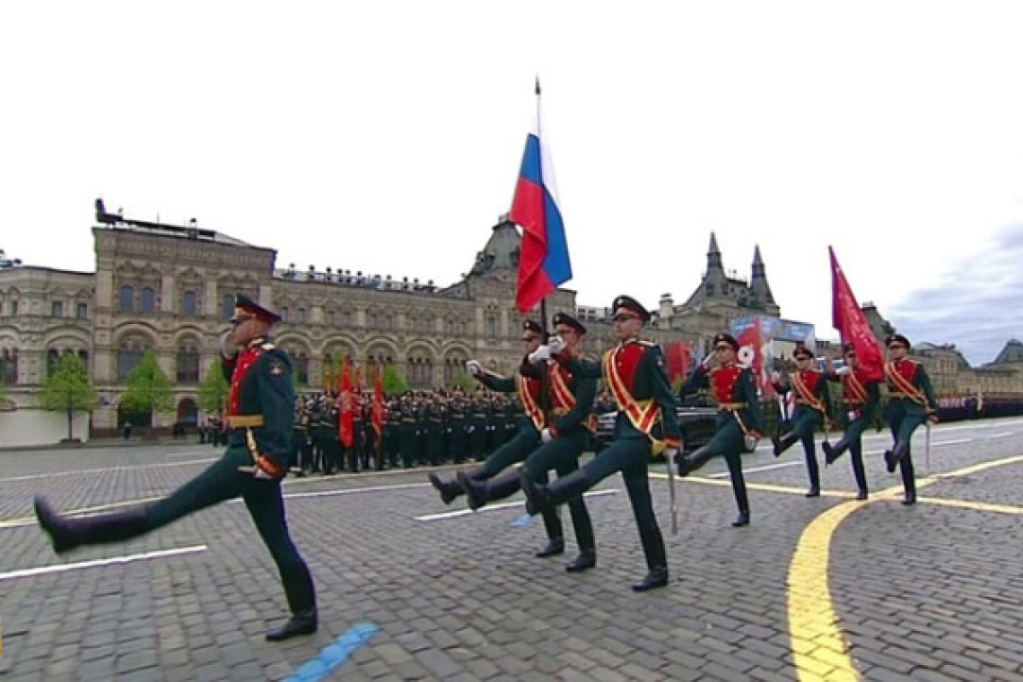 A military parade in Red Square on the 81st anniversary of the victory in the presence of President Putin