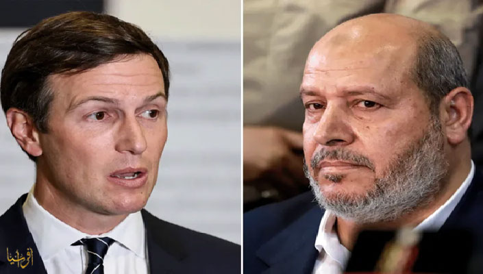 Hamas Chairman Khalil al-Haya (left) and Jared Kushner, advisor to the US president 